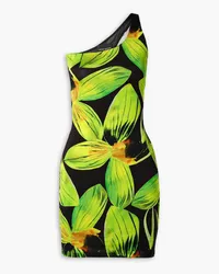 Louisa Ballou One-shoulder floral-print stretch-jersey mini dress - Green Green