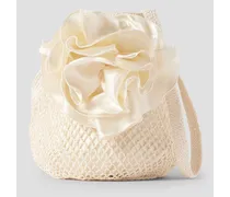 Devana medium appliquéd crochet-knit shoulder bag - White