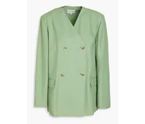 Double-breasted twill blazer - Green