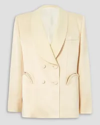 Blazé Milano Novalis double-breasted twill-trimmed satin-crepe blazer - White White