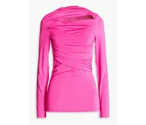 Cutout draped stain-jersey top - Pink