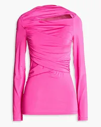 Victoria Beckham Cutout draped stain-jersey top - Pink Pink