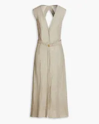 Le Kasha 1918 Cutout linen-gauze midi dress - Neutral Neutral