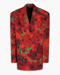 Magda Butrym Double-breasted floral-print silk-jacquard blazer - Red Red