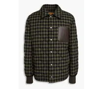 Quilted checked cotton-flannel jacket - Green