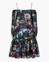 Stine Goya Zora cold-shoulder floral-print cloqué dress - Black Black