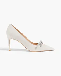 Stuart Weitzman Embellished suede slingback pumps - Gray Gray