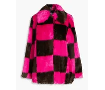 Nani checked faux fur coat - Pink