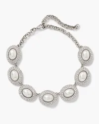 Alessandra Rich Silver-tone, crystal and faux pearl choker - Metallic Metallic