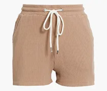 Waffle-knit cotton-blend shorts - Neutral