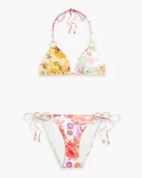 Zimmermann Floral-print triangle bikini - Yellow Yellow