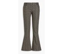 Wool-jacquard flared pants - Black
