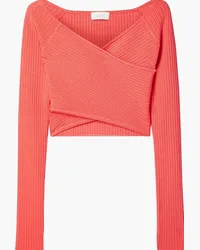 LAPOINTE Cropped wrap-effect stretch-knit top - Orange Orange