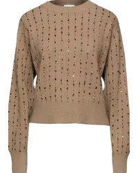 Brunello Cucinelli Sequin-embellished ribbed cashmere sweater - Brown Brown