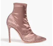 Crystal-embellished stretch-satin sock boots - Pink