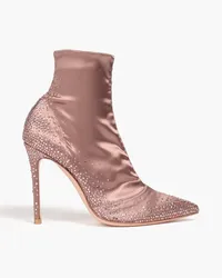 Gianvito Rossi Crystal-embellished stretch-satin sock boots - Pink Pink