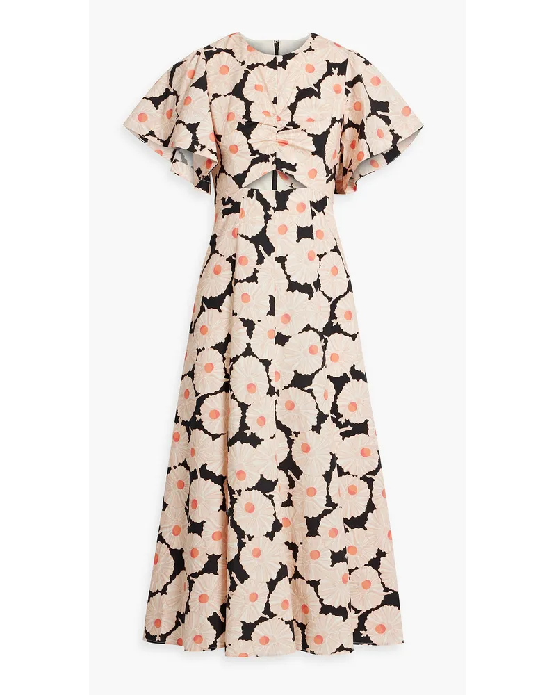 Derek Lam Romilly floral-print stretch cotton-poplin midi dress - Orange Orange