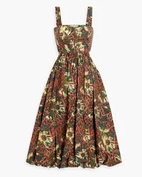 Ulla Johnson Olympia cutout printed cotton midi dress - Brown Brown