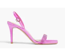 Gianvito Rossi Britney 85 crystal-embellished velvet slingback sandals - Pink Pink