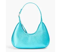 Amber metallic pebbled-leather shoulder bag - Blue