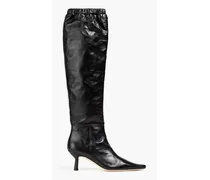 Gwen 65 glossed-leather boots - Black