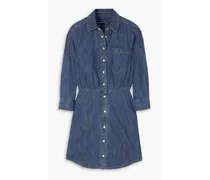 Keston gathered denim mini shirt dress - Blue