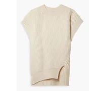 Ribbed cashmere and wool-blend sweater - White