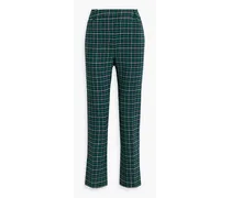 Checked jacquard straight-leg pants - Green