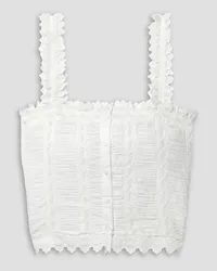 DÔEN Ari broderie anglaise and ruched organic cotton-voile top - White White