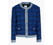 Asti denim-trimmed cotton-blend bouclé-tweed jacket - Blue