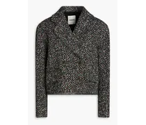 Zazie double-breasted metallic tweed jacket - Black