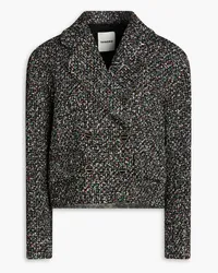 Sandro Double-breasted metallic tweed jacket - Black Black