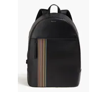 Striped leather backpack - Black - OneSize