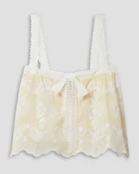 Miguelina Kaila crochet-trimmed broderie anglaise voile tank - White White