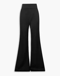 GALVAN Martha Hunt Sculpted satin flared pants - Black Black