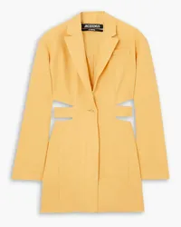 Jacquemus Cutout linen-blend mini dress - Yellow Yellow