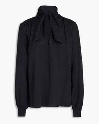 Claudie Pierlot Pussy-bow satin-jacquard blouse - Blue Blue