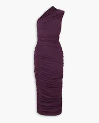 Solace London Amaya one-shoulder ruched jersey-crepe midi dress - Purple Purple