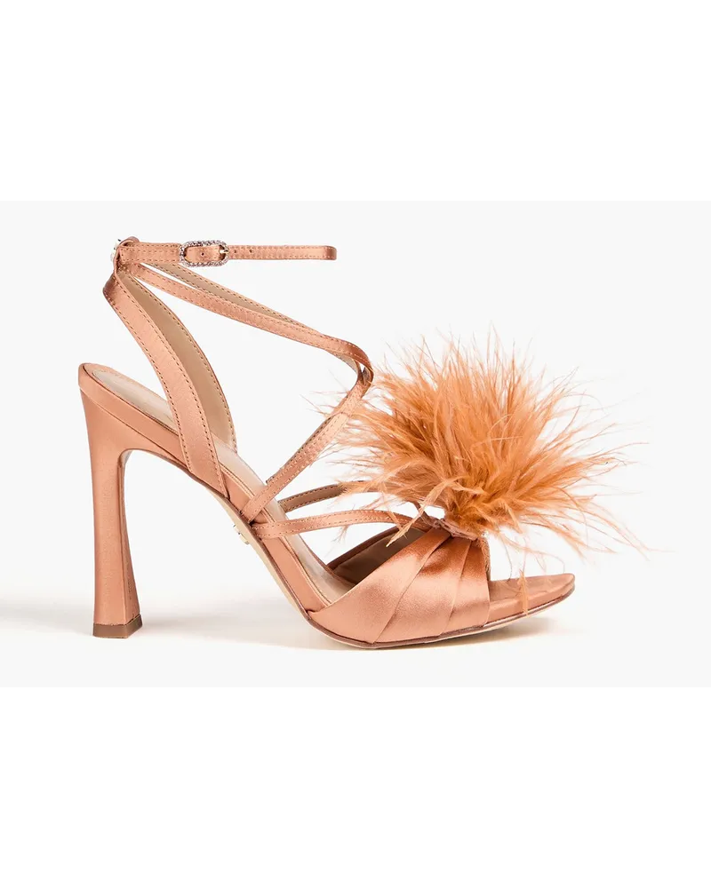 Sam Edelman Feather-embellished satin sandals - Pink Pink