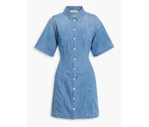 Shirred denim mini dress - Blue