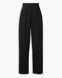 Co Pleated cotton-blend straight-leg pants - Black Black