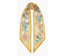 Floral-print cotton and silk-blend scarf - Yellow - OneSize