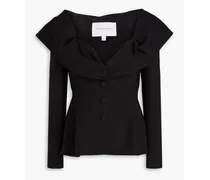 Fold-over wool-crepe peplum jacket - Black