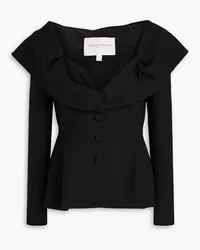 Carolina Herrera New York Fold-over wool-crepe peplum jacket - Black Black