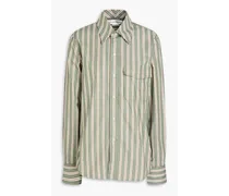 Striped cotton-poplin shirt - Green