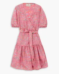 Hannah Elliana floral-print silk-habotai mini wrap dress - Pink Pink