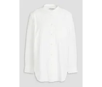 Annette striped cotton-jacquard shirt - White