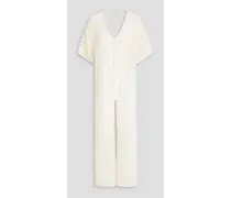 Pompom-embellished cotton-gauze jumpsuit - White