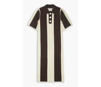 Striped wool midi shirt dress - Brown