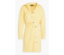 Metallic cotton-blend bouclé-tweed mini shirt dress - Yellow